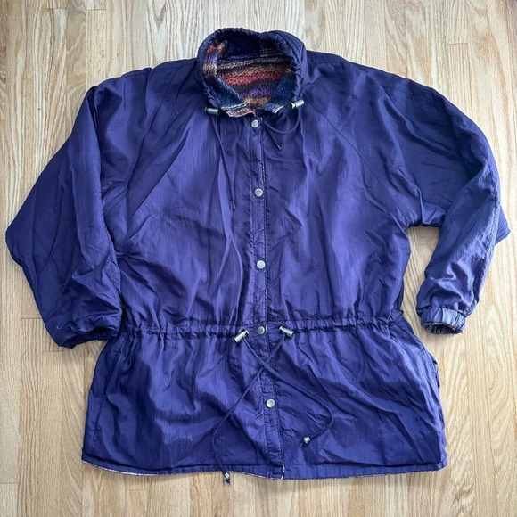 R&R Jackets & Blazers - R&R Vintage 90’s Reversible Abstract Colourful Fleece Windbreaker Jacket Coat